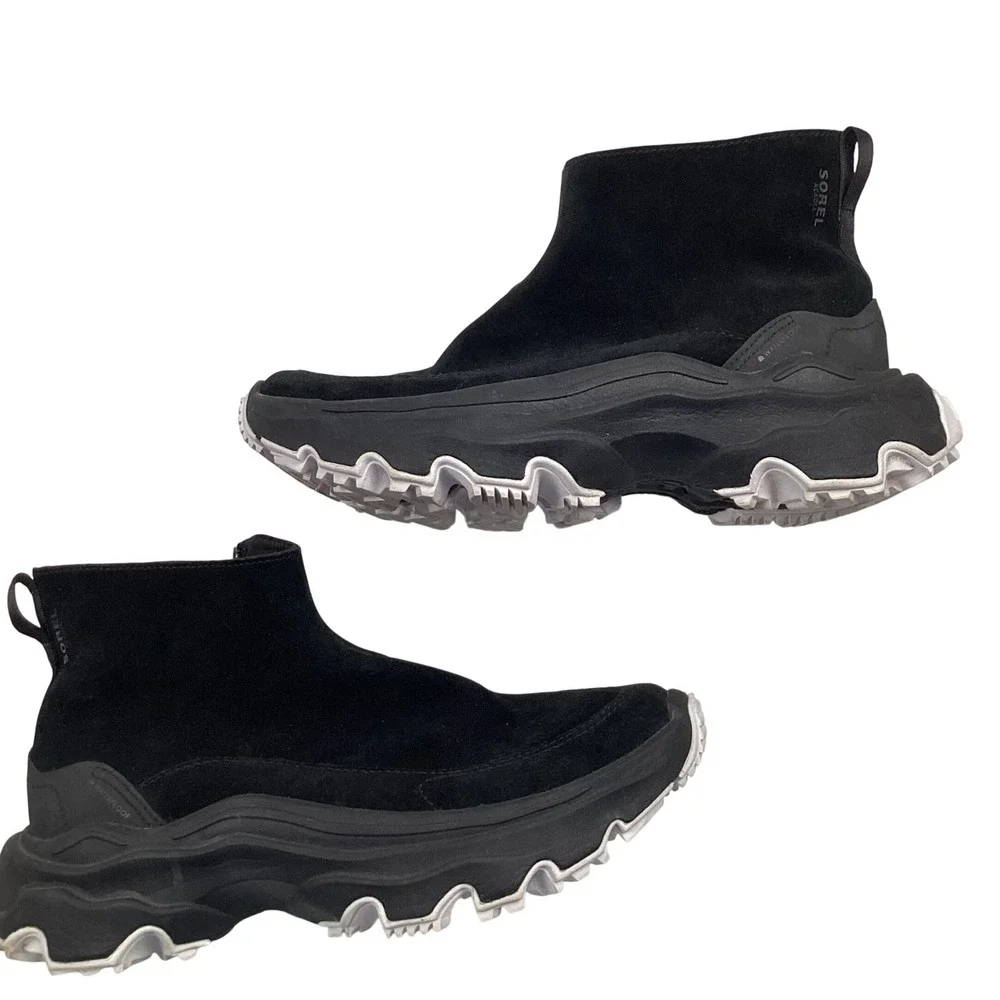 Sorel Kinetic Impact NXT Waterproof‎ Booties Black Suede Side Zip Women's 8